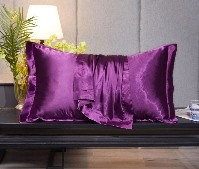 ANYHOUZ Pillowcase Violet Luxury Soft Natural Mulberry Silky Two Sided Satin Cover