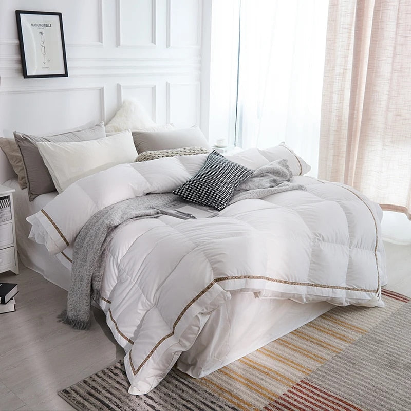 ANYHOUZ Duvet Cover White Luxurious Style Cotton Bed Comforter