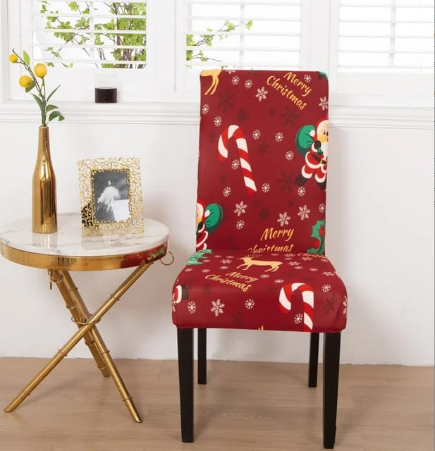 Anyseat Chair Cover Cute Santa Big Candy Design with Anti-Dirt and Elastic Material for Dining Room Kitchen Wedding Hotel Banquet Restaurant