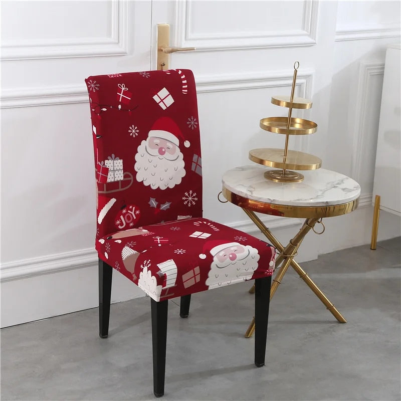 Anyseat Chair Cover Maroon Big Santa Head Design with Anti-Dirt and Elastic Material for Dining Room Kitchen Wedding Hotel Banquet Restaurant