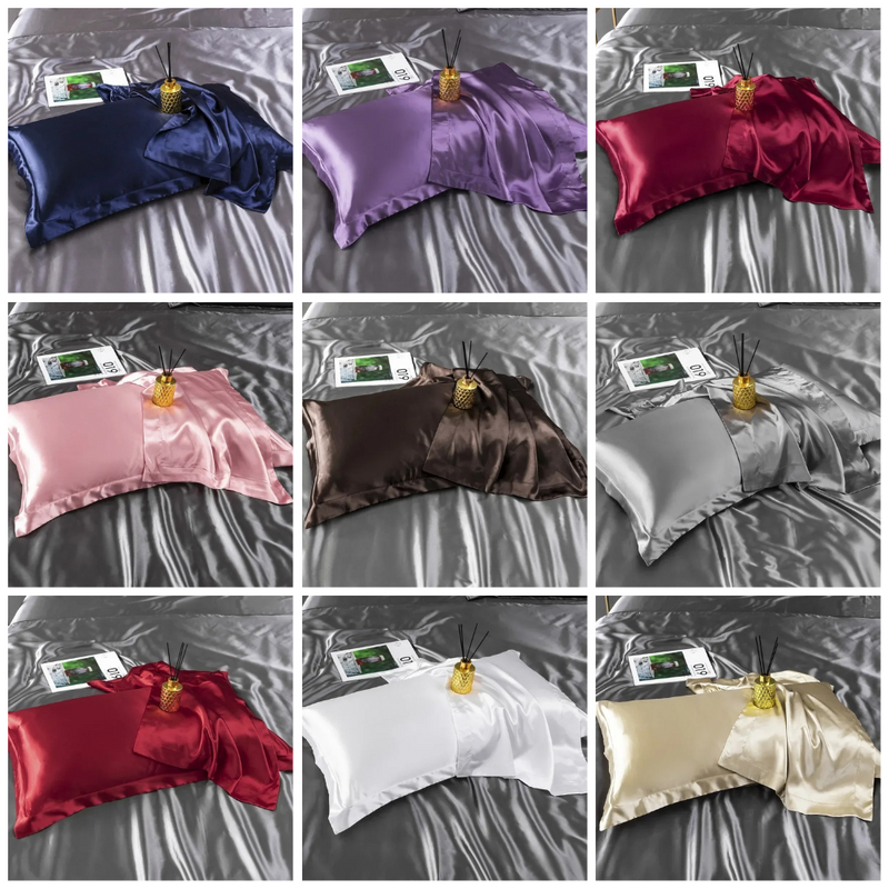 ANYHOUZ Pillowcase Crystal Violet Luxury Soft Natural Mulberry Silky Two Sided Satin Cover