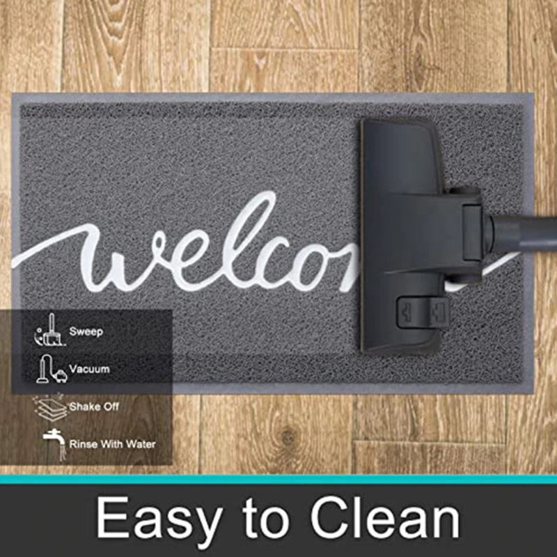 Anymat Doormat Black Welcome Lettered PVC Non Slip Rubber Dirt Trap Washable Mat