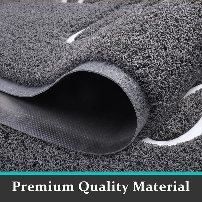 Anymat Doormat Black Welcome Lettered PVC Non Slip Rubber Dirt Trap Washable Mat