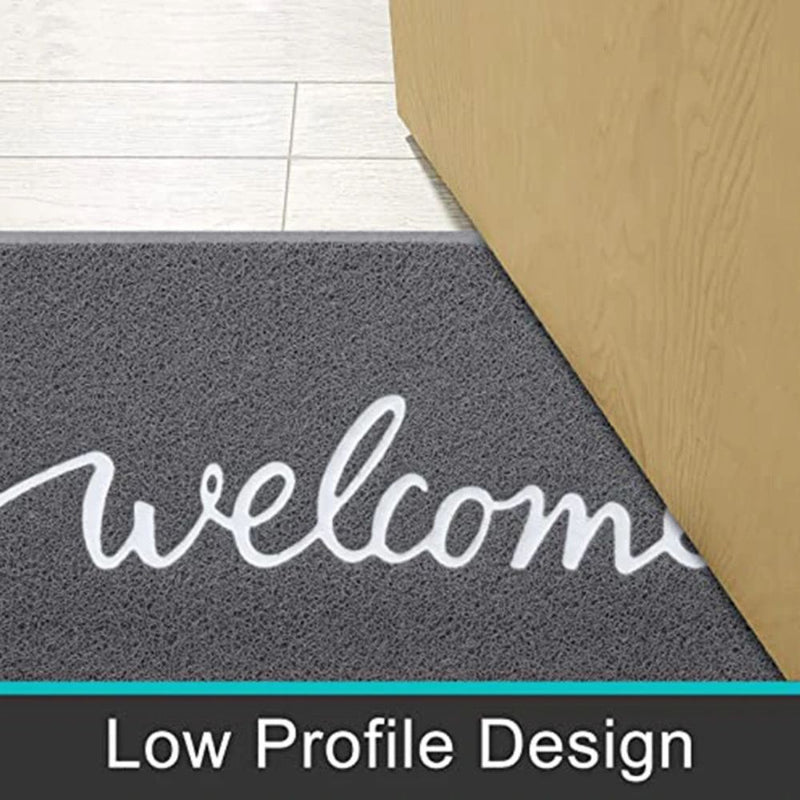 Anymat Doormat Black Welcome Lettered PVC Non Slip Rubber Dirt Trap Washable Mat