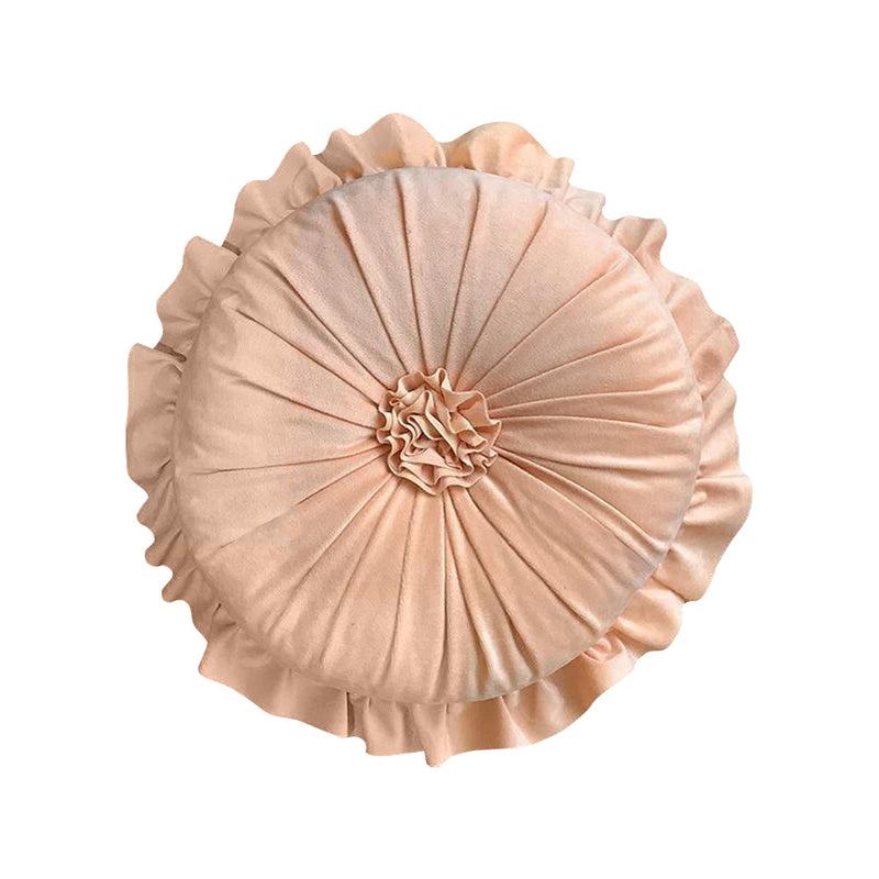 ANYHOUZ Flower Shaped Round Velvet Cushion with Soft Filling