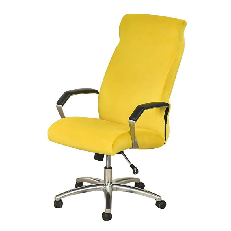 Anyseat Office Chair Cover Yellow Velvet Zippered Stretchable High Back Protector Slipcover