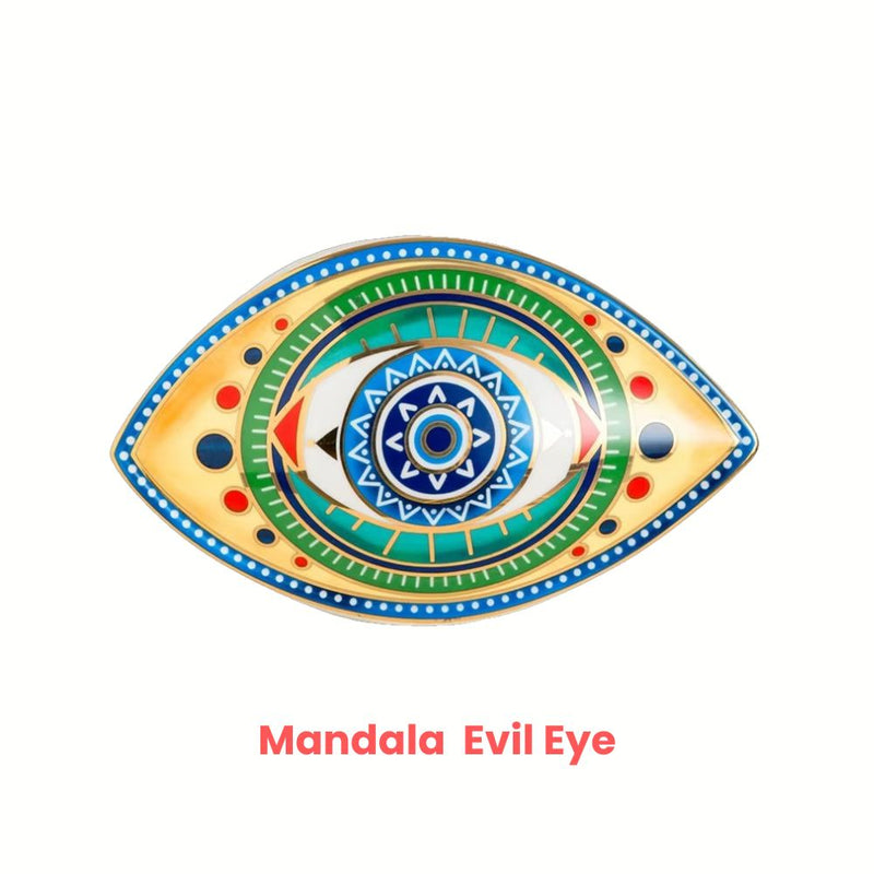 ANYDECO Figurine Ceramic Symbolic Evil Eye Statue Home Decor Ornament