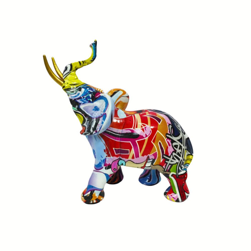 ANYDECO Figurine Medium Urban Graffiti Elephant Sculpture Nordic Resin Statue Decor