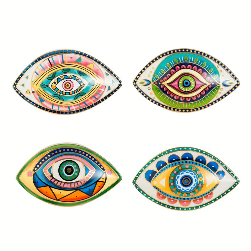 ANYDECO Figurine Ceramic Symbolic Evil Eye Statue Home Decor Ornament