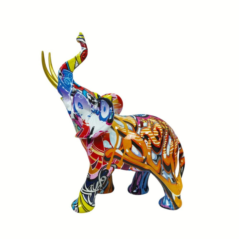 ANYDECO Figurine Large Abstract Graffiti Elephant Sculpture Nordic Resin Statue Decor