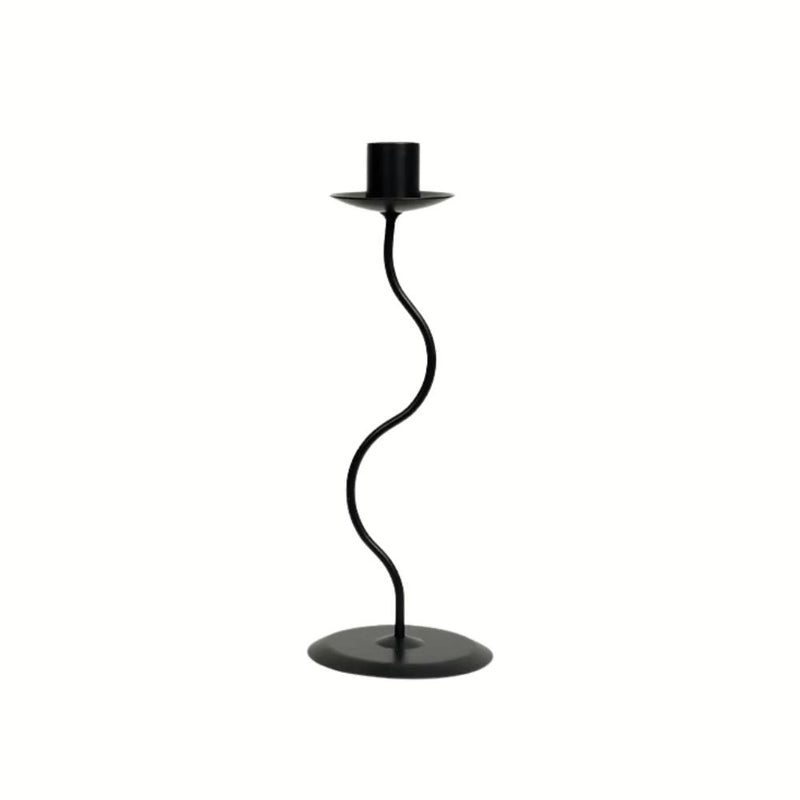 ANYDECO Candle Holder Black Metal European Wrought Iron Retro Stand Home Decor