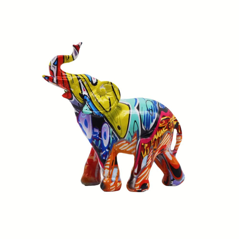 ANYDECO Figurine Small Vibrant Graffiti Elephant Sculpture Nordic Resin Statue Decor