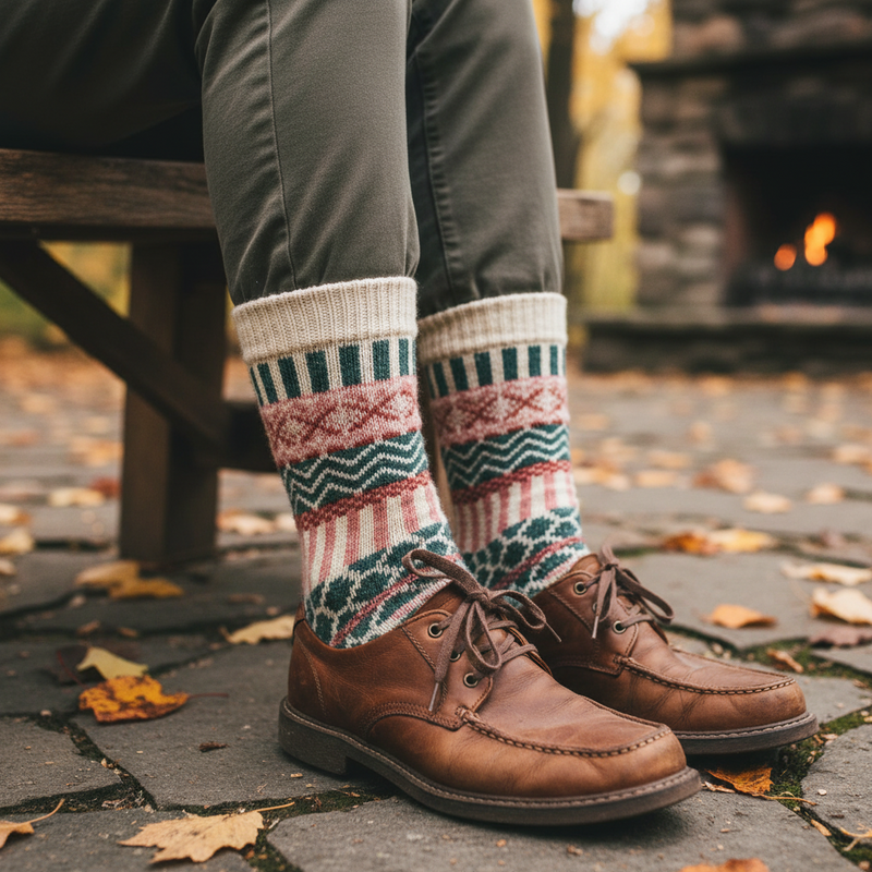 Anyfootwear 5 Pairs Size 5-9 Fashion Socks Colorful Wind-Flowers Cotton Winter Thick Warm Wool Casual for Women White