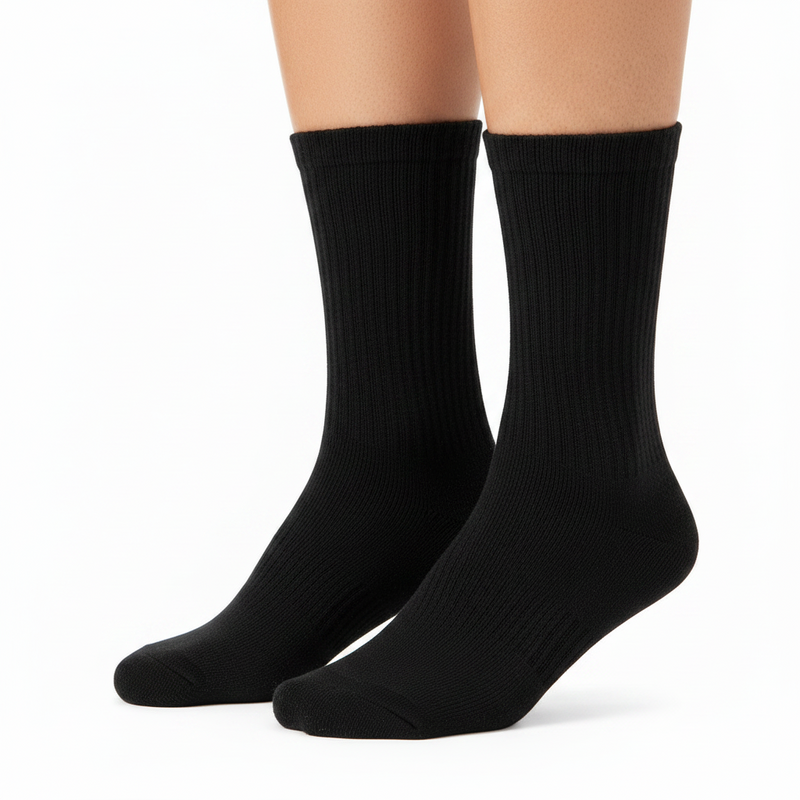 Anyfootwear 5 Pairs Black Size 4-10 Sports Socks Solid Colors Cotton Skateboard Knitted Casual Unisex