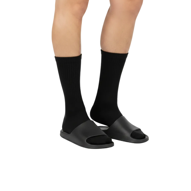 Anyfootwear 5 Pairs Black Size 4-5 Sports Socks Solid Colors Cotton Skateboard Knitted Casual Unisex