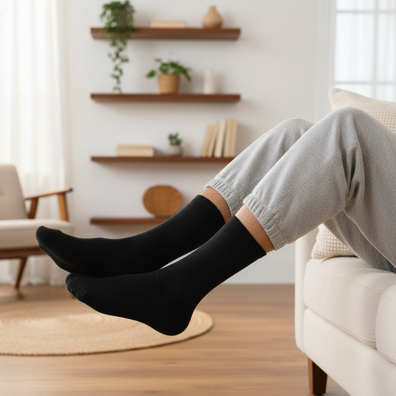 Anyfootwear 5 Pairs Black Size 4-5 Sports Socks Solid Colors Cotton Skateboard Knitted Casual Unisex