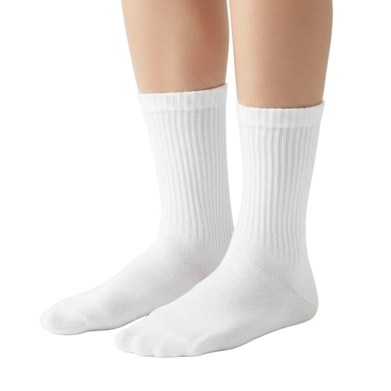 Anyfootwear 5 Pairs White Size 4-5 Sports Socks Solid Colors Cotton Skateboard Knitted Casual Unisex