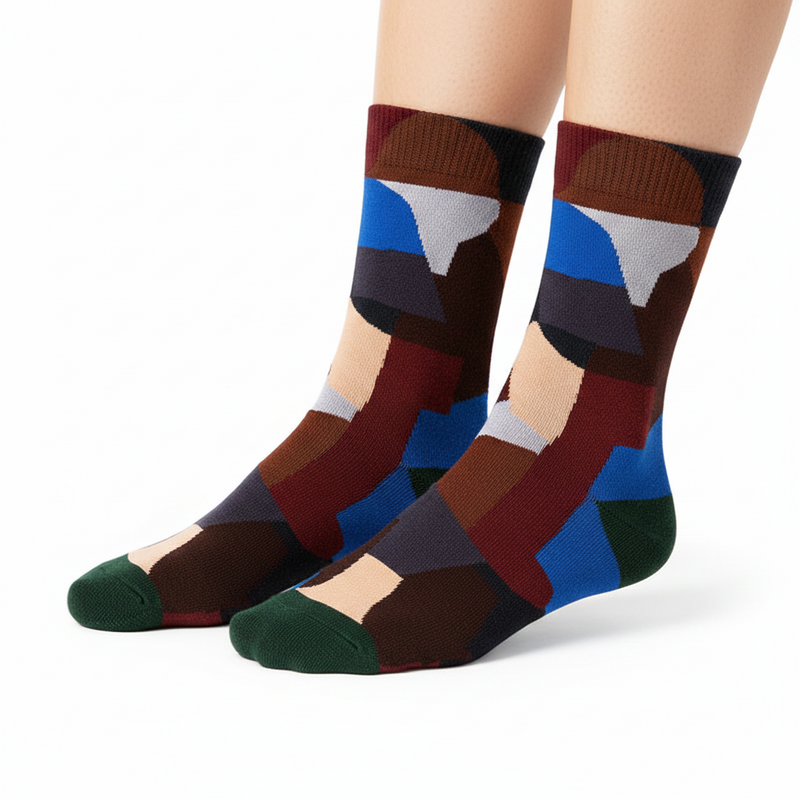 Anyfootwear 5 Pairs Size 5-9 Fashion Socks Combed Cotton Abstract Art Oil Painting Novelty Happy Funny Christmas Gift for Women
