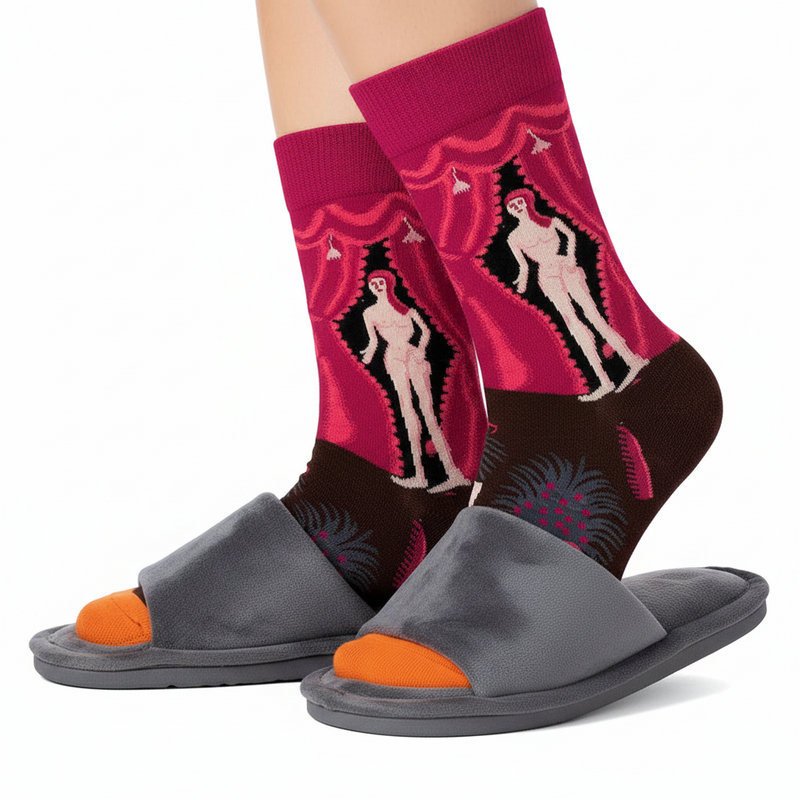 Anyfootwear 5 Pairs Size 5-9 Fashion Socks Combed Cotton Art Abstract Naked Woman Oil Painting Novelty Happy Funny Christmas Gift for Women