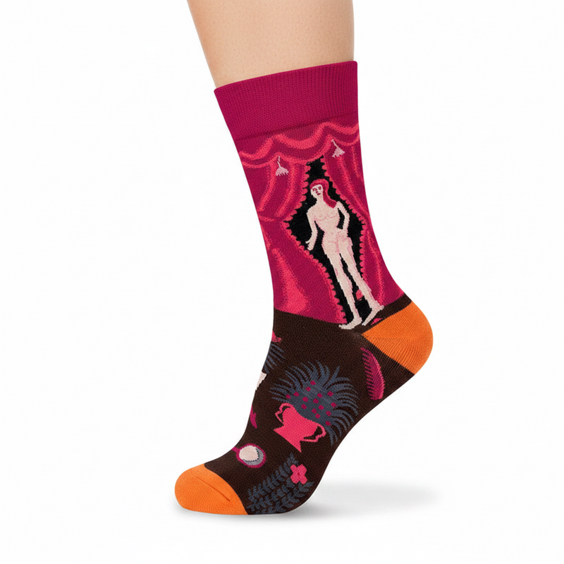 Anyfootwear 5 Pairs Size 5-9 Fashion Socks Combed Cotton Art Abstract Naked Woman Oil Painting Novelty Happy Funny Christmas Gift for Women