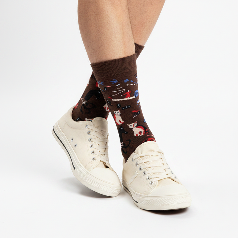 Anyfootwear 5 Pairs Size 5-9 Fashion Socks Combed Cotton Art Abstract  Oil Painting Novelty Happy Funny Christmas Gift for Women