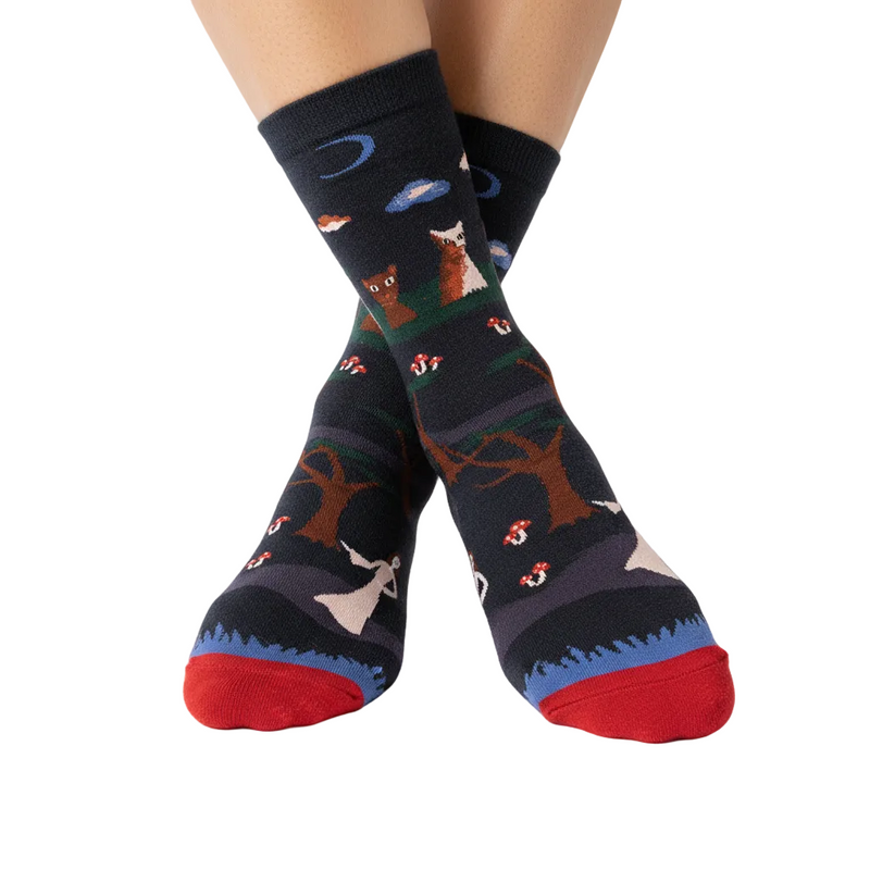 Anyfootwear 5 Pairs Size 5-9 Fashion Socks Combed Cotton Art Abstract Forest Oil Painting Novelty Happy Funny Christmas Gift for Women