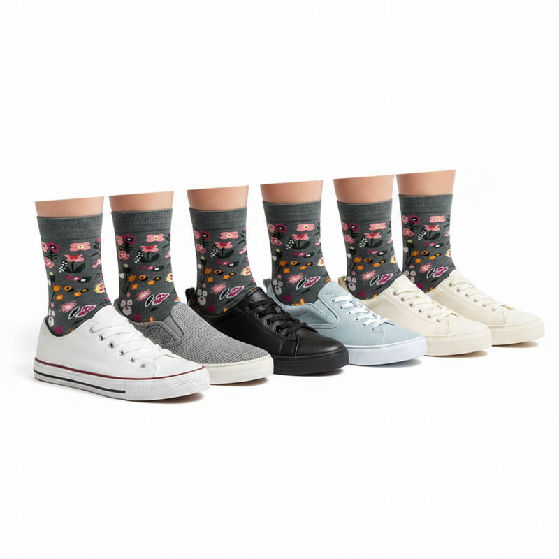 Anyfootwear 5 Pairs Size 5-9 Fashion Socks Combed Cotton Art Abstract Garden Oil Painting Novelty Happy Funny Christmas Gift for Women