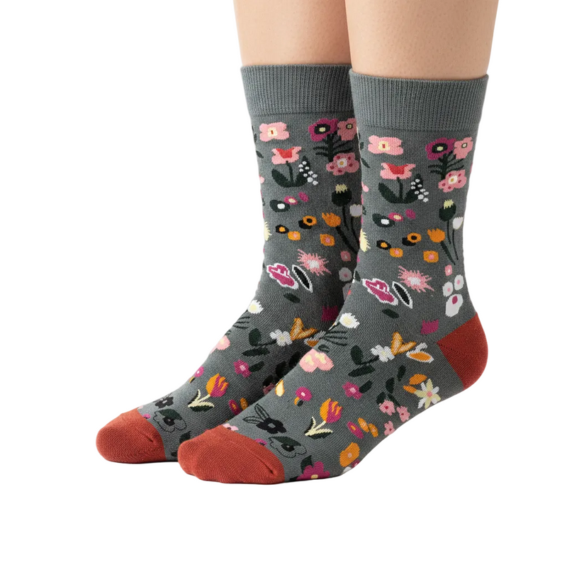 Anyfootwear 5 Pairs Size 5-9 Fashion Socks Combed Cotton Art Abstract Garden Oil Painting Novelty Happy Funny Christmas Gift for Women