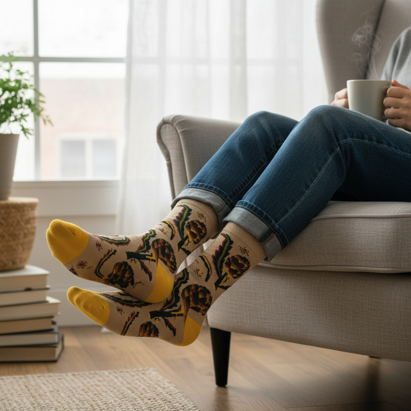 Anyfootwear 5 Pairs Size 5-9 Fashion Socks Combed Cotton Art Abstract Round Flowers Oil Painting Novelty Happy Funny Christmas Gift for Women