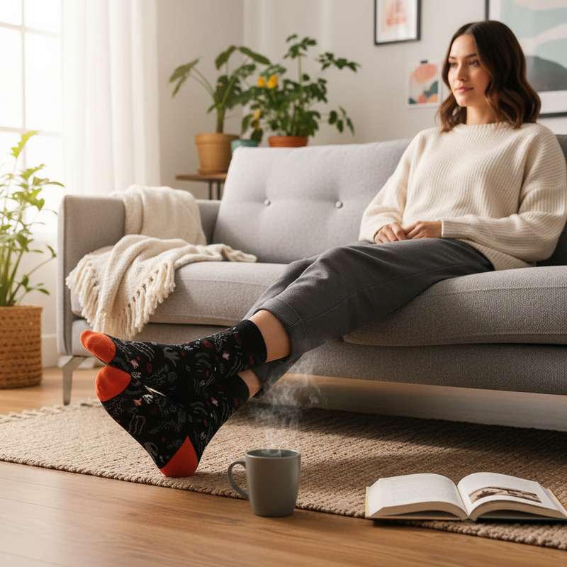 Anyfootwear 5 Pairs Size 5-9 of Fashion Long Sock Cartoon Personalized Creative Random Plants For Men Woman Foot Cold Winter Warm Comfortable Accessories