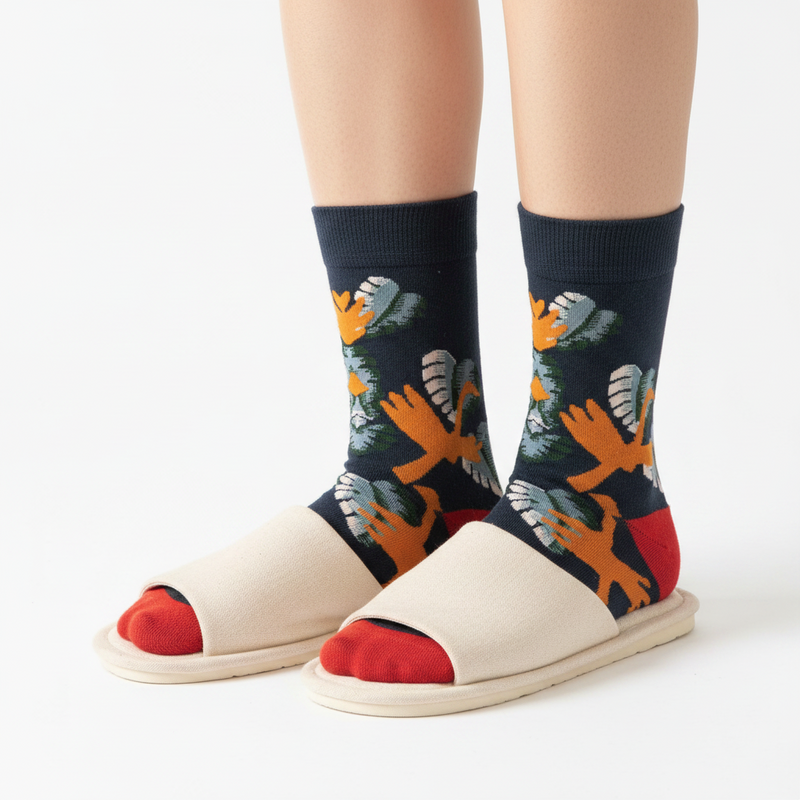 Anyfootwear 5 Pairs Size 5-9 of Fashion Long Sock Cartoon Personalized Creative Yellow Bird For Men Woman Foot Cold Winter Warm Comfortable Accessories