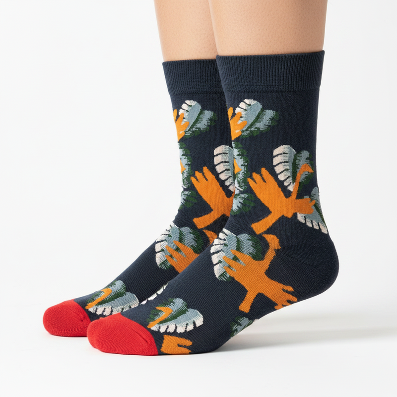 Anyfootwear 5 Pairs Size 5-9 of Fashion Long Sock Cartoon Personalized Creative Yellow Bird For Men Woman Foot Cold Winter Warm Comfortable Accessories