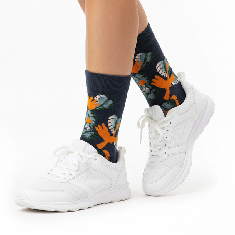 Anyfootwear 5 Pairs Size 5-9 of Fashion Long Sock Cartoon Personalized Creative Yellow Bird For Men Woman Foot Cold Winter Warm Comfortable Accessories