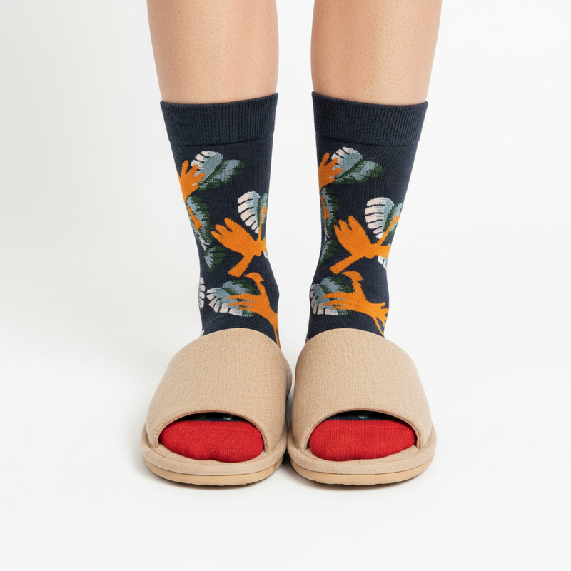 Anyfootwear 5 Pairs Size 5-9 of Fashion Long Sock Cartoon Personalized Creative Yellow Bird For Men Woman Foot Cold Winter Warm Comfortable Accessories