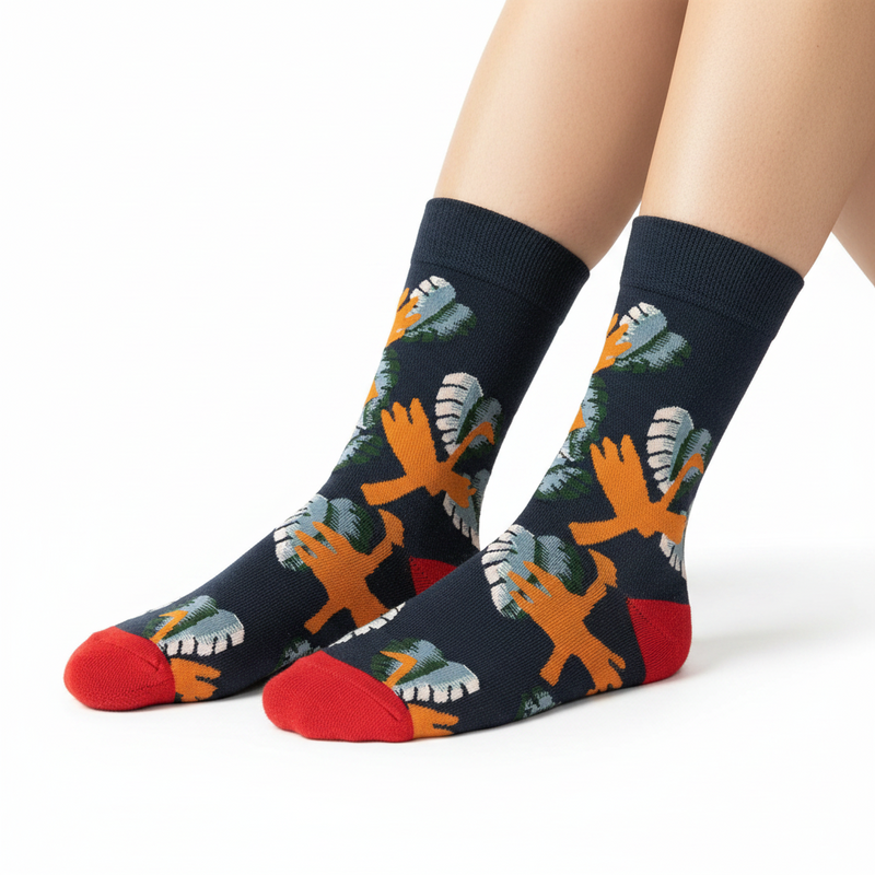 Anyfootwear 5 Pairs Size 5-9 of Fashion Long Sock Cartoon Personalized Creative Yellow Bird For Men Woman Foot Cold Winter Warm Comfortable Accessories