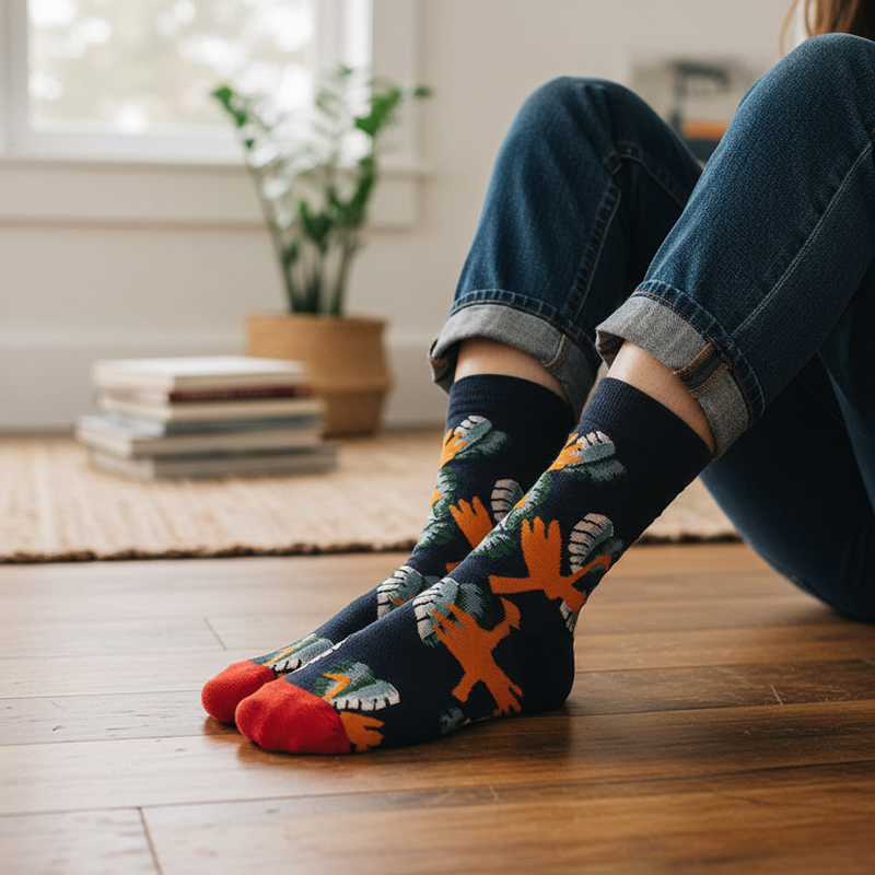 Anyfootwear 5 Pairs Size 5-9 of Fashion Long Sock Cartoon Personalized Creative Yellow Bird For Men Woman Foot Cold Winter Warm Comfortable Accessories