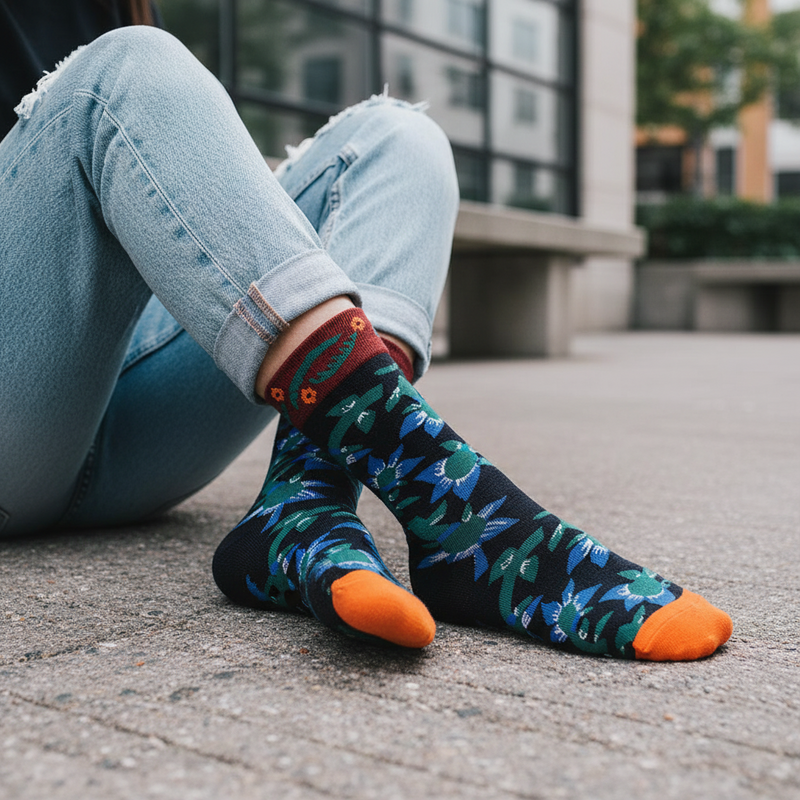 Anyfootwear 5 Pairs Black Size 5-9 Fashion Sock High-Quality Office Sports Business Long Socks Cotton Solid Colors Skateboard Knitted Casual