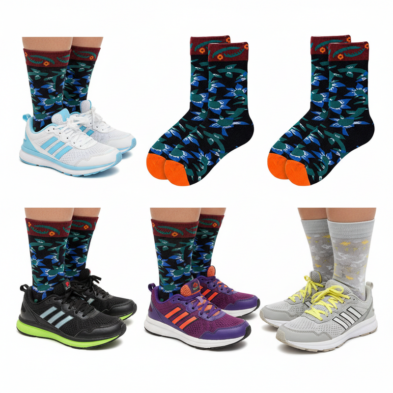 Anyfootwear 5 Pairs Black Size 5-9 Fashion Sock High-Quality Office Sports Business Long Socks Cotton Solid Colors Skateboard Knitted Casual