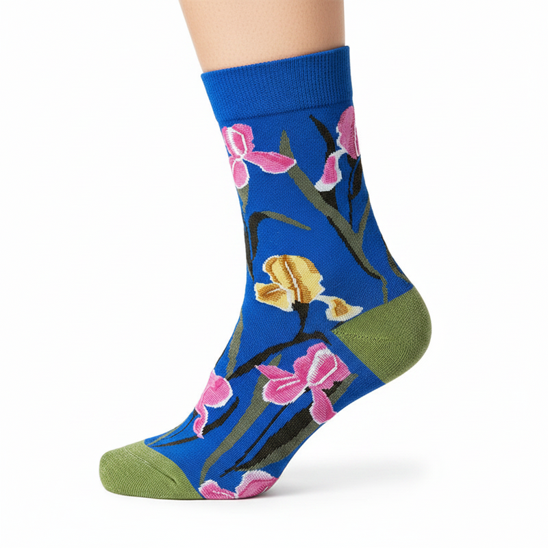 Anyfootwear 5 Pairs Size 5-9 Fashion Socks Combed Cotton Art Abstract Pink Flower Oil Painting Novelty Happy Funny Christmas Gift for Women