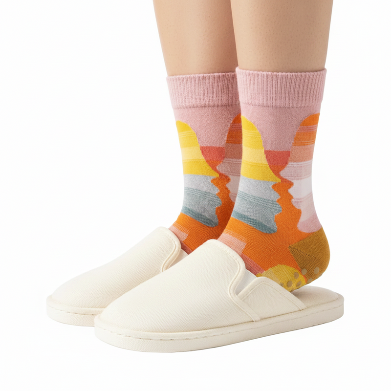 Anyfootwear 5 Pairs Size 5-9 Fashion Socks Combed Cotton Art Abstract Kissing Oil Painting Novelty Happy Funny Christmas Gift for Women
