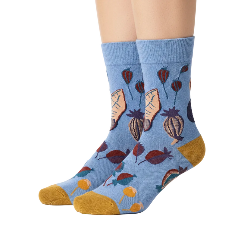 Anyfootwear 5 Pairs Size 5-9 Fashion Socks Combed Cotton Art Guava Abstract Oil Painting Novelty Happy Funny Christmas Gift for Women