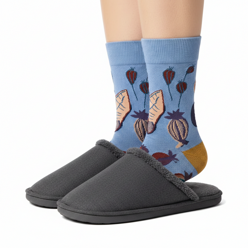 Anyfootwear 5 Pairs Size 5-9 Fashion Socks Combed Cotton Art Guava Abstract Oil Painting Novelty Happy Funny Christmas Gift for Women