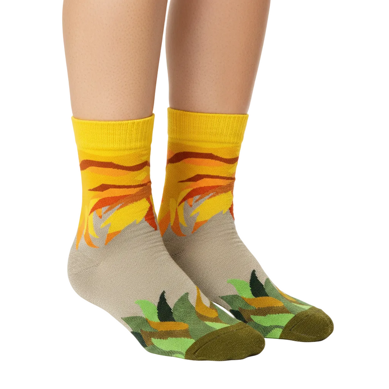Anyfootwear 5 Pairs Size 5-9 Fashion Socks Combed Cotton Art Abstract Grass Oil Painting Novelty Happy Funny Christmas Gift for Women