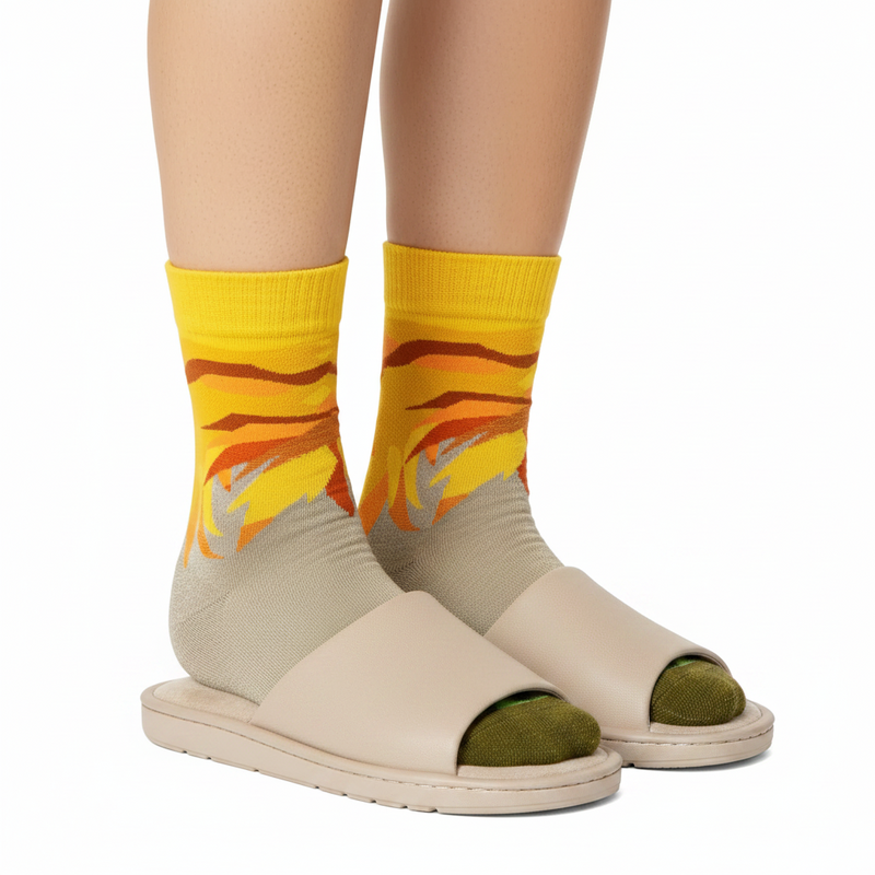 Anyfootwear 5 Pairs Size 5-9 Fashion Socks Combed Cotton Art Abstract Grass Oil Painting Novelty Happy Funny Christmas Gift for Women