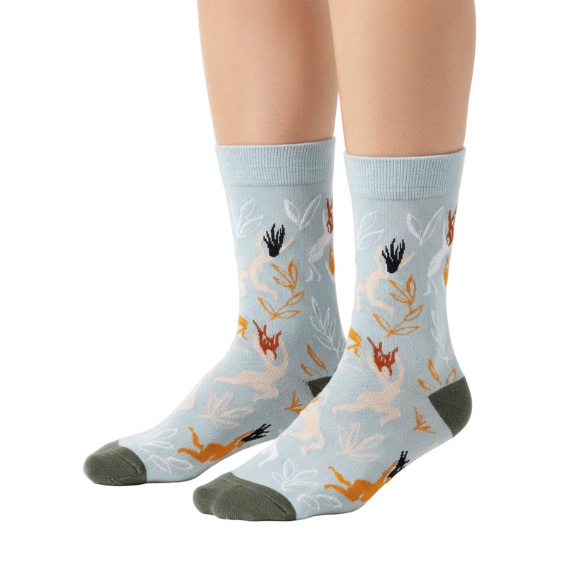 Anyfootwear 5 Pairs Size 5-9 Fashion Socks Combed Cotton Art Abstract Human Oil Painting Novelty Happy Funny Christmas Gift for Women