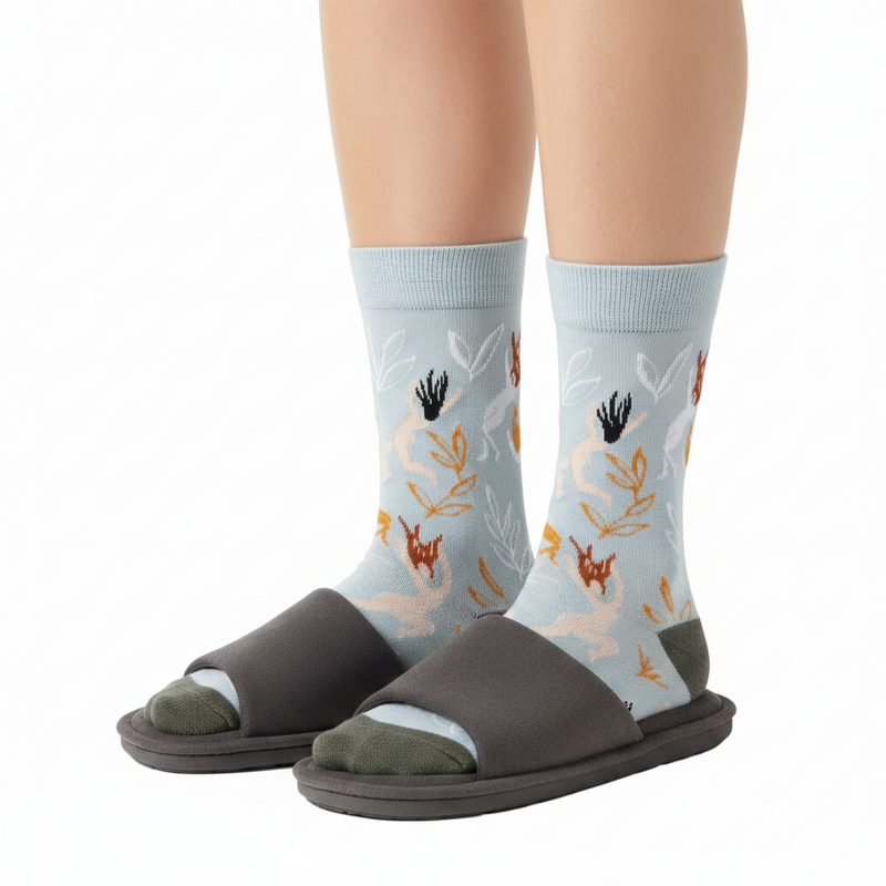 Anyfootwear 5 Pairs Size 5-9 Fashion Socks Combed Cotton Art Abstract Human Oil Painting Novelty Happy Funny Christmas Gift for Women