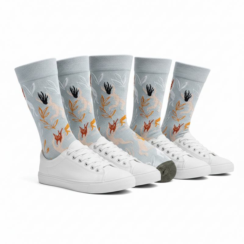 Anyfootwear 5 Pairs Size 5-9 Fashion Socks Combed Cotton Art Abstract Human Oil Painting Novelty Happy Funny Christmas Gift for Women