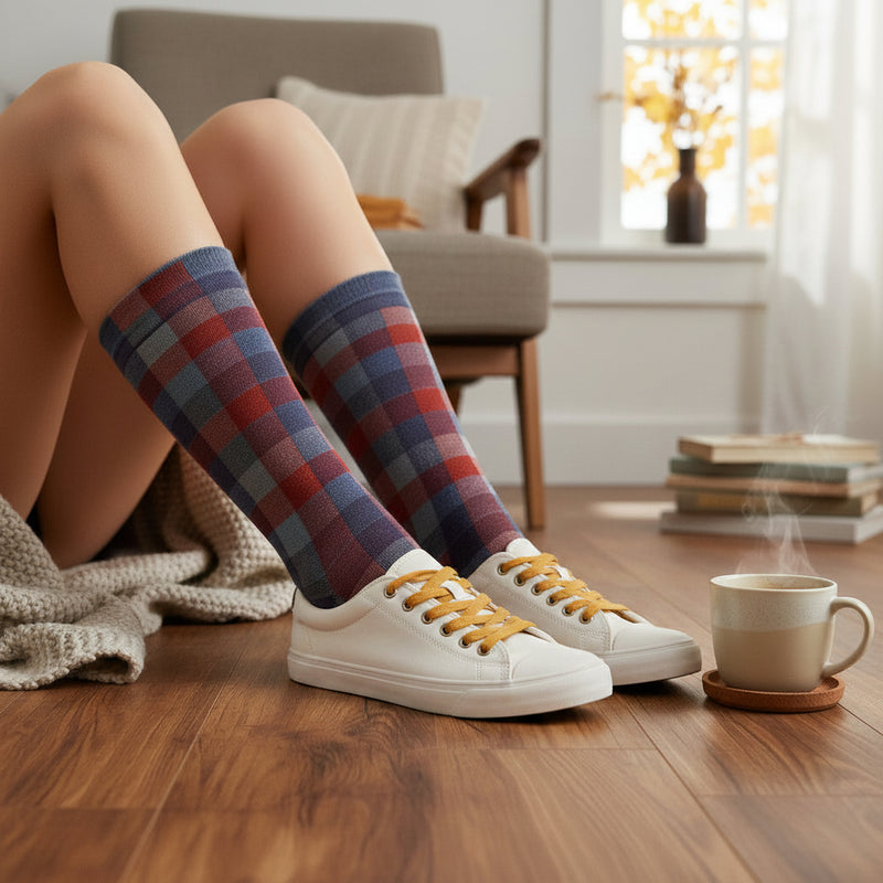 Anyfootwear 5 Pairs Size 5-9 Fashion Socks Combed Cotton Art Abstract Oil Painting Novelty Happy Funny Christmas Gift for Women Checkerd