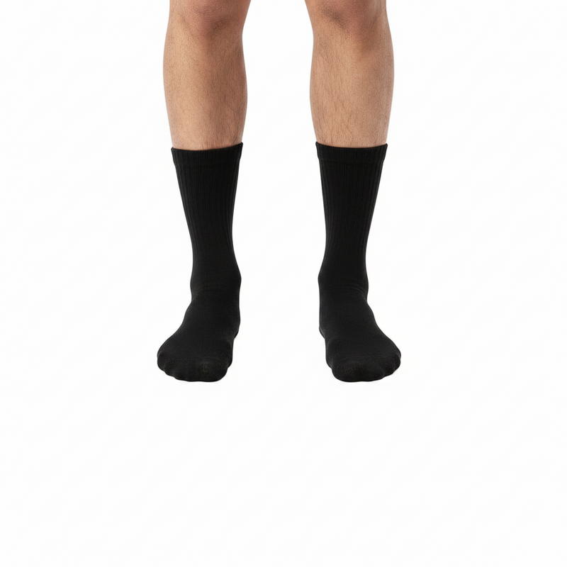 Anyfootwear 5 Pairs Size 2-6 Fashion Socks High Quality Office Sports Business Long Socks Cotton Solid Colors Skateboard Knitted Casual Black