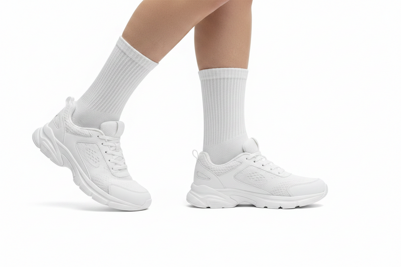 Anyfootwear 5 Pairs Size 2-6 Fashion Socks High Quality Office Sports Business Long Socks Cotton Solid Colors Skateboard Knitted Casual White